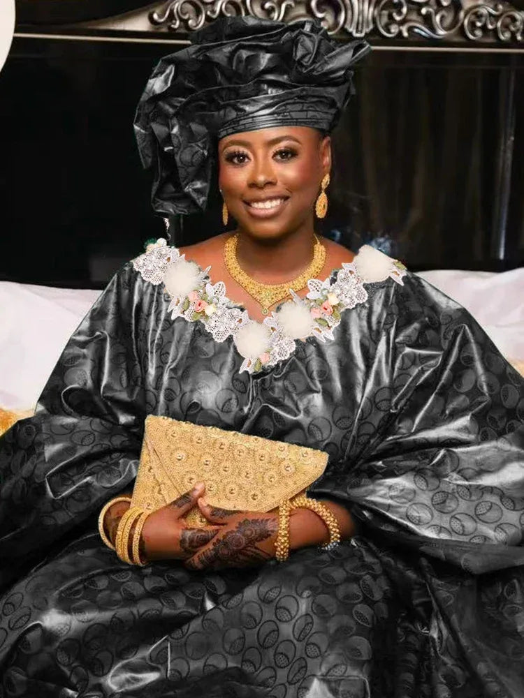 Original Bazin Riche Long Dresses Free Size For Women Party Clothing