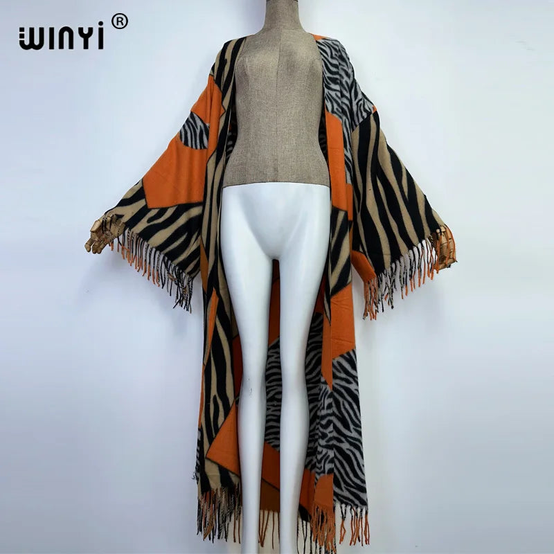 Cozy Zebra-Print Women's Kimono