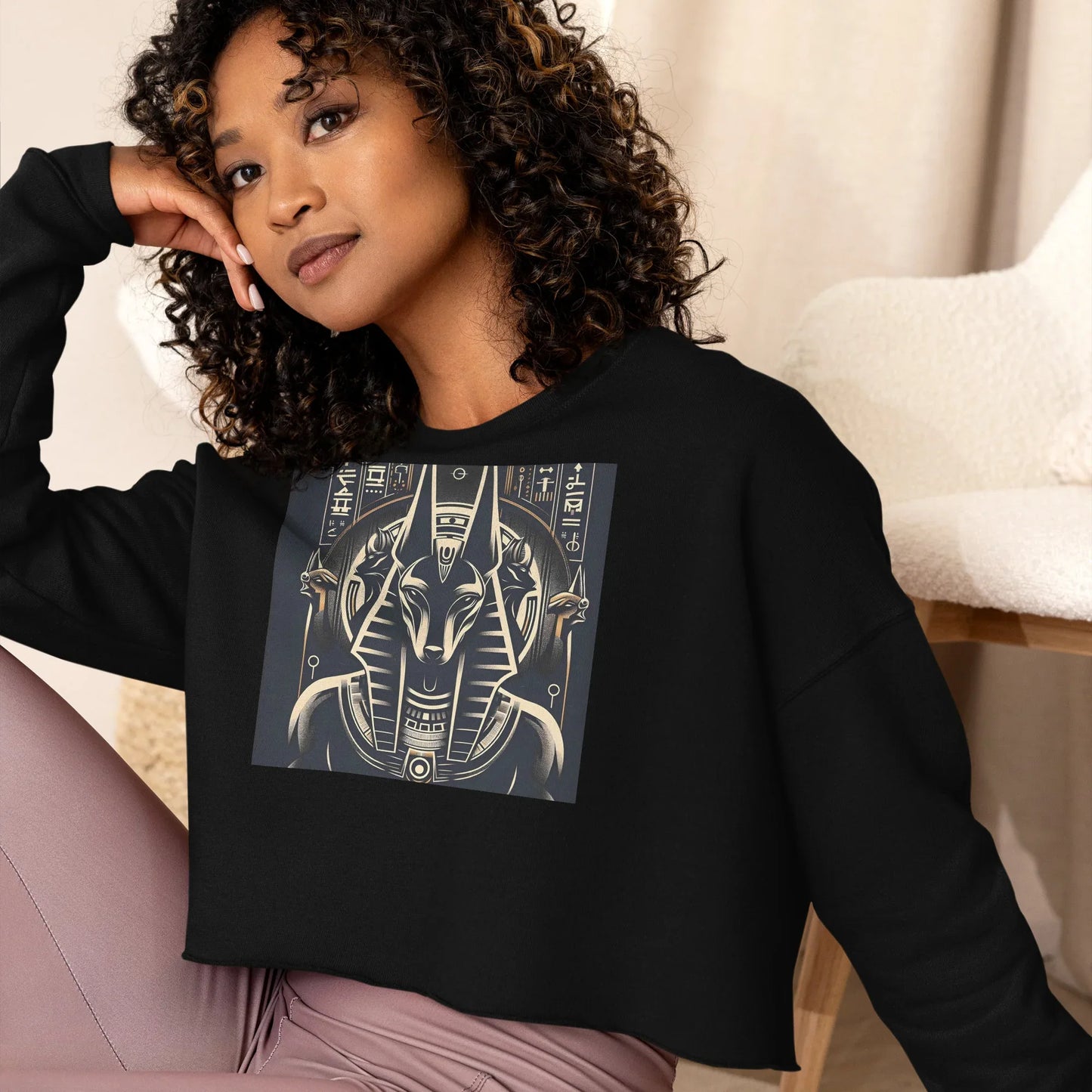 Anubis - God of the Afterlife Crop Sweatshirt - B&R African Styles