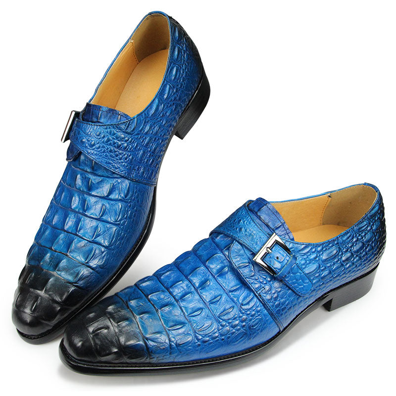 Genuine Leather Shoes Crocodile Pattern Classic Style