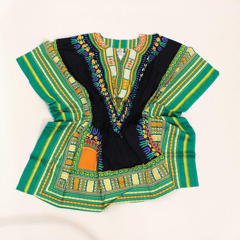 Black/Green Elastic Dashiki - B&R African Styles