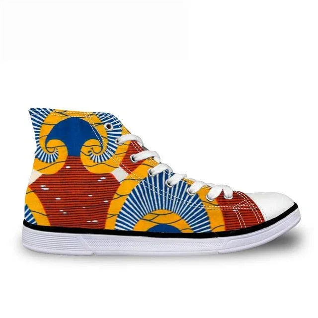 Cool Dashiki Kente African Style Men's High Top Canvas Shoes Lace-up - B&R African Styles