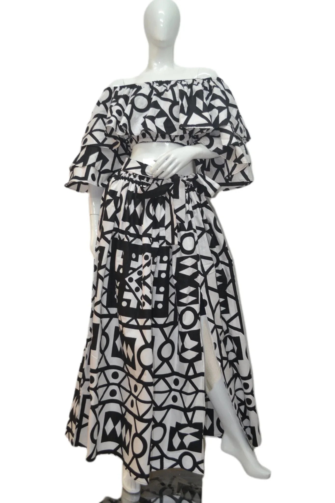 Crop Top and Slit Skirt Set