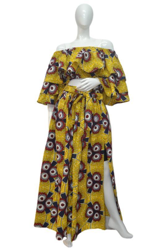 Crop Top and Slit Skirt Set