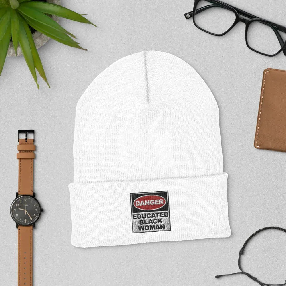 Cuffed Beanie: Danger Black and Educated - B&R African Styles
