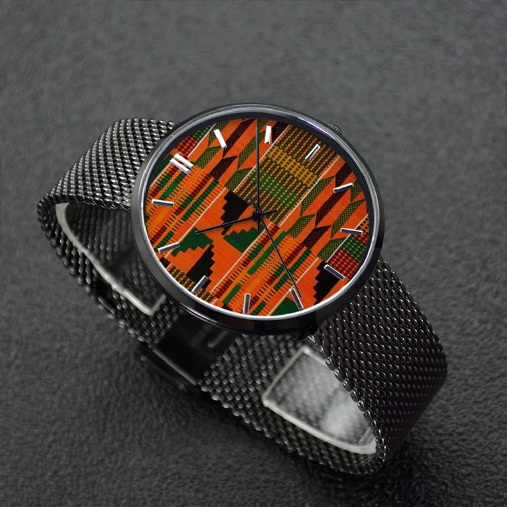 Kente - 30 Meters Waterproof Quartz Fashion Watch With Casual Stainless Steel Band - B&R African Styles