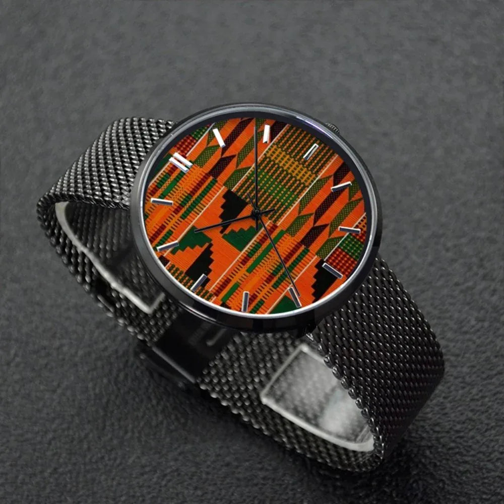Kente - 30 Meters Waterproof Quartz Fashion Watch With Casual Stainless Steel Band - B&R African Styles