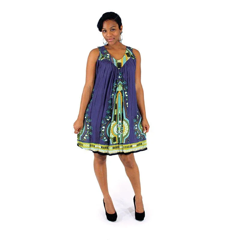 Short/Navy Sundress - B&R African Styles