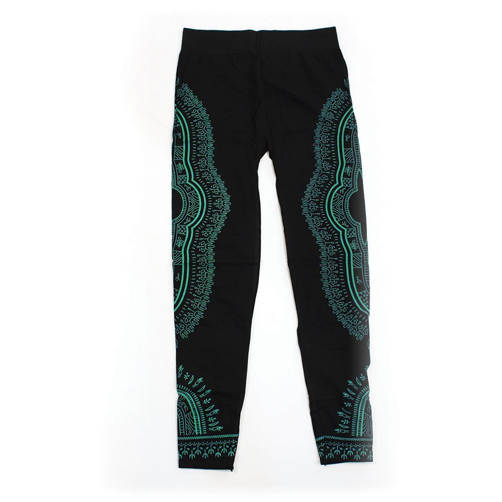 Traditional Dashiki Black Leggings: Black/Teal - B&R African Styles