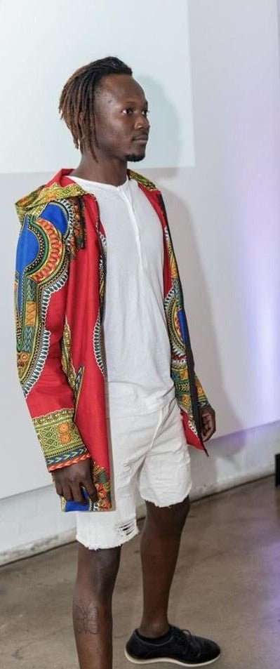 Traditional Dashiki Hoodie: Red - B&R African Styles
