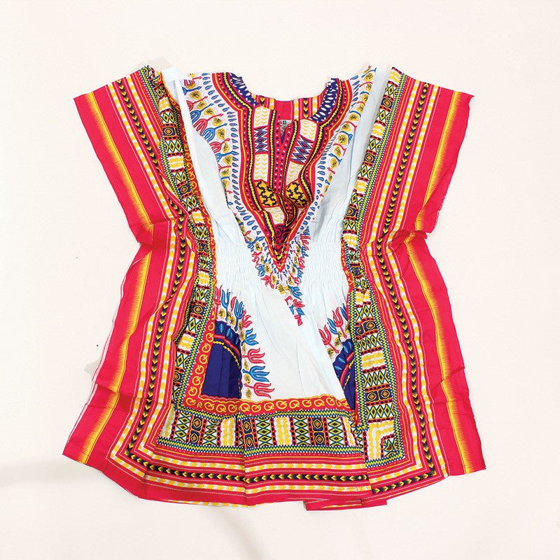 White/Fuchsia Elastic Dashiki - B&R African Styles