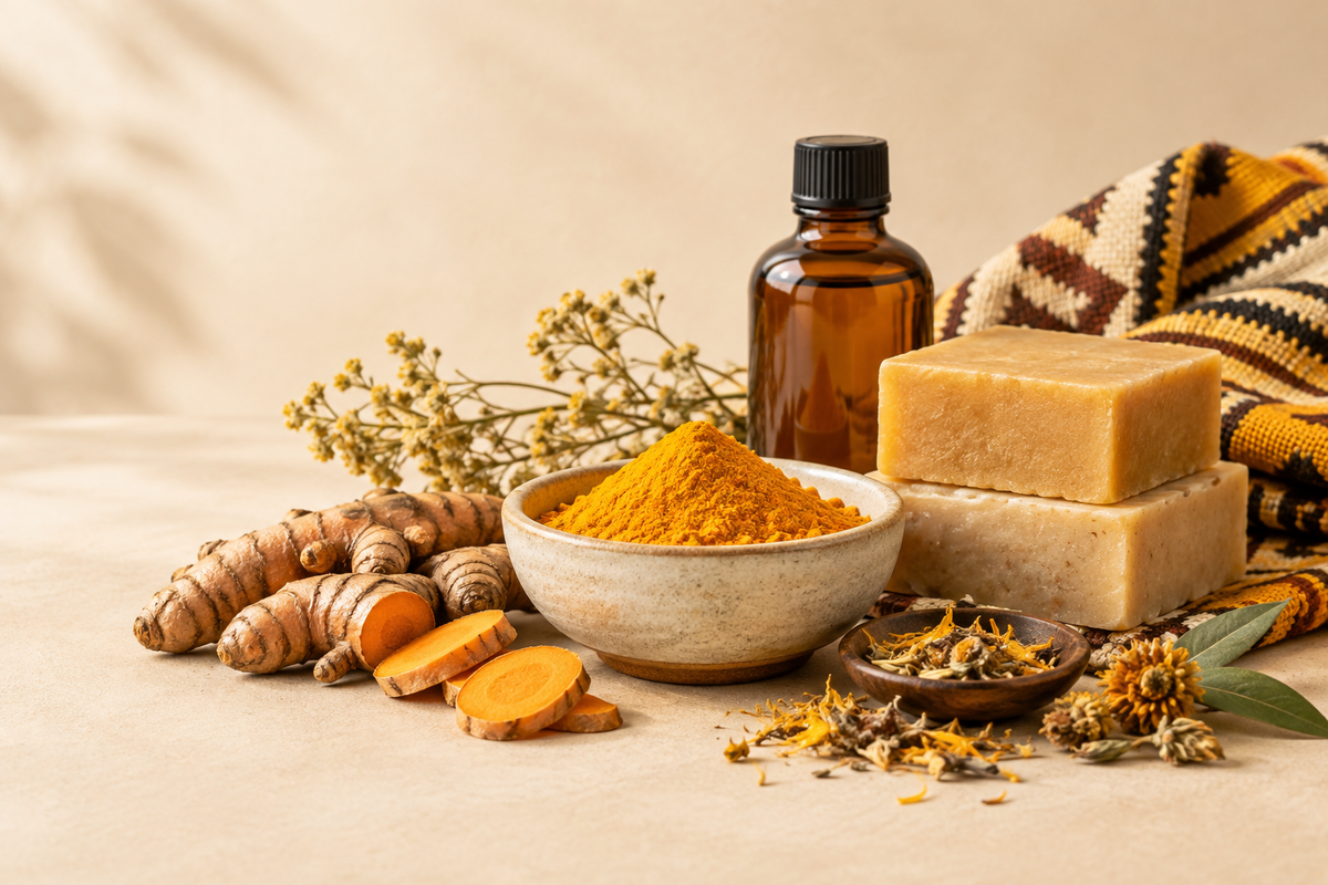 Bright turmeric and botanical collection image