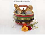 Medium Bolga Market Basket with Leather Handle (Assorted Colors)