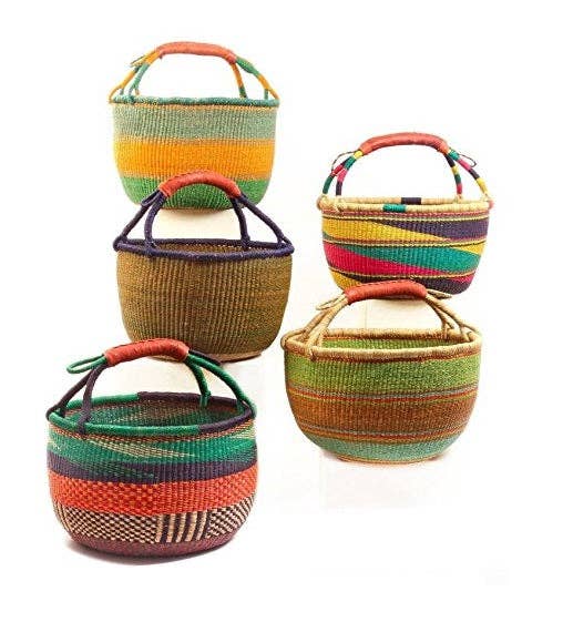 Large Bolga Market Basket  (Colors Vary) W: 14