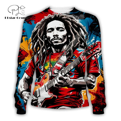 NewFashion Bob Marley Reggae Musician Rastafari Lion Tattoo Vintage 3DPrint Men/Women Pullover Harajuku Casual Jacket Hoodies X8 - B&R African Styles
