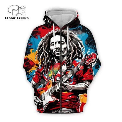 NewFashion Bob Marley Reggae Musician Rastafari Lion Tattoo Vintage 3DPrint Men/Women Pullover Harajuku Casual Jacket Hoodies X8 - B&R African Styles