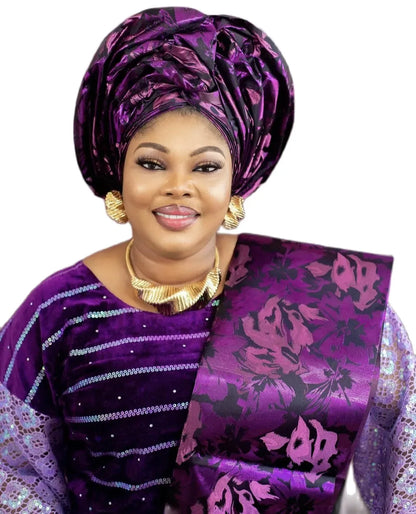 Nigeria Fashion 3D Sego Headtie Wraps Fabric 2pieces/Pack For Women - B&R African Styles