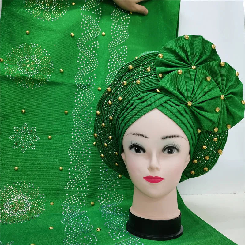 ربطة رأس أفريقية مطرزة من Auto Gele Aso Oke