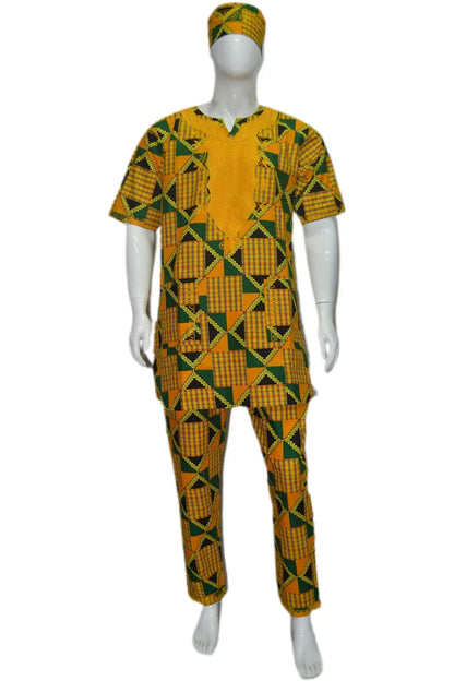 Kente Embroidered Pant Set For Men - B&R African Styles