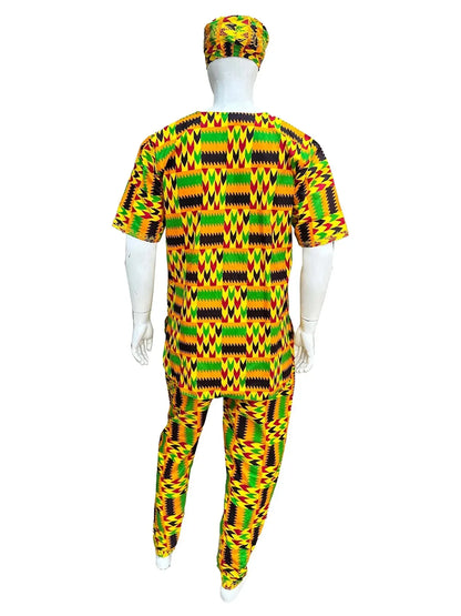 Kente Embroidered Pant Set For Men - B&R African Styles