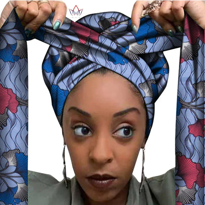 African Print Bonnet With Long Ribbon Wrap Single Layer Head Wrap Ankara Pattern - B&R African Styles