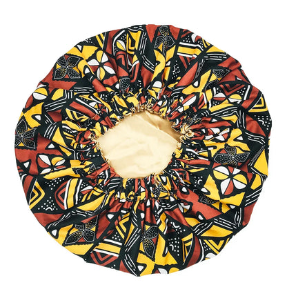 Satin Lined Bonnet Women Big Size Beauty Print Satin Silk Bonnet - B&R African Styles