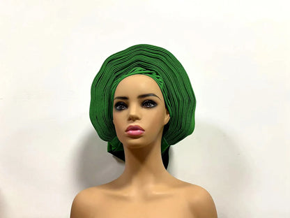 Head Wrap African Aso Oke Gele Headtie Auto Gele With Beads For Wedding Party - B&R African Styles
