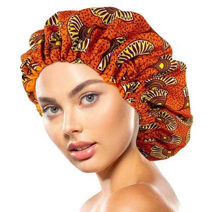 Satin Lined Bonnet Women Big Size Beauty Print Satin Silk Bonnet - B&R African Styles