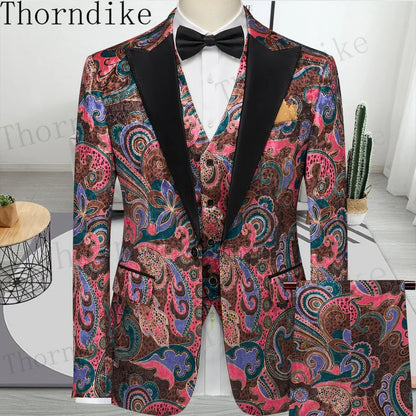 Thorndike Men's Suit Tuxedo 3pcs Slim Fit Blazer - B&R African Styles