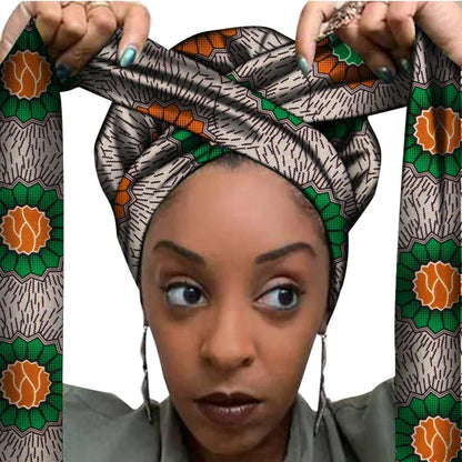 African Print Bonnet With Long Ribbon Wrap Single Layer Head Wrap Ankara Pattern - B&R African Styles