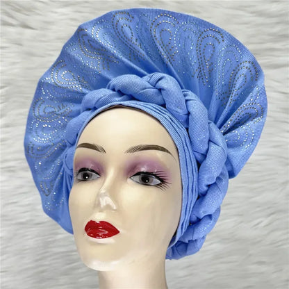 High Quality African Nigeria Auto Gele Elegant Helmet With Stones - B&R African Styles