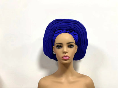 Head Wrap African Aso Oke Gele Headtie Auto Gele With Beads For Wedding Party - B&R African Styles