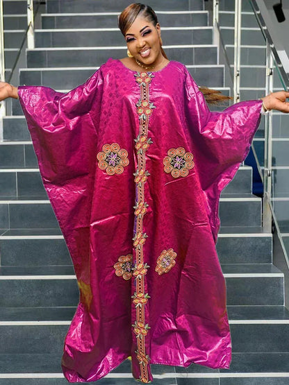 Elegant African Bazin Riche Wedding Party Dress - B&R African Styles