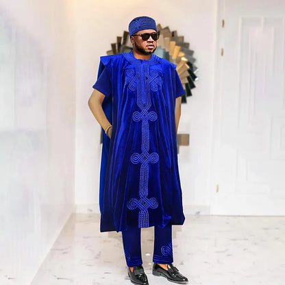 Men's High-Quality Embroidery 3 Pcs Set Shirt Pants coat - B&R African Styles