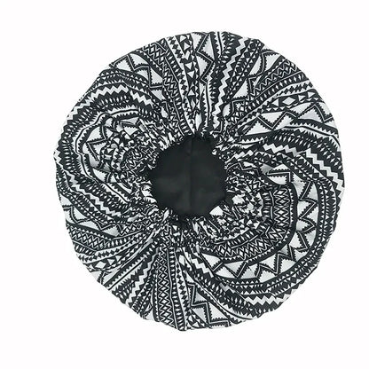 Satin Lined Bonnet Women Big Size Beauty Print Satin Silk Bonnet - B&R African Styles