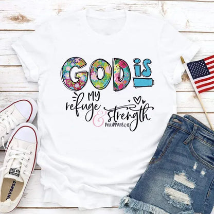 GOD IS Strength Print Women T Shirt Short Sleeve O Neck Loose Women Tshirt Ladies Tee Shirt Tops Clothes Camisetas Mujer - B&R African Styles