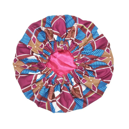 Satin Lined Bonnet Women Big Size Beauty Print Satin Silk Bonnet - B&R African Styles