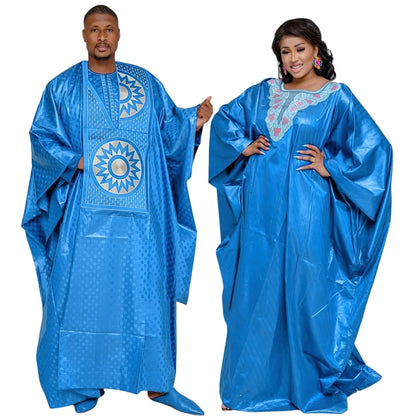 African Clothes For Couples Traditional Bazin Embroidery - B&R African Styles