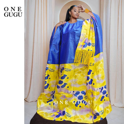 Premium Bazin Riche Boubou with Tassel Shawl - B&R African Styles