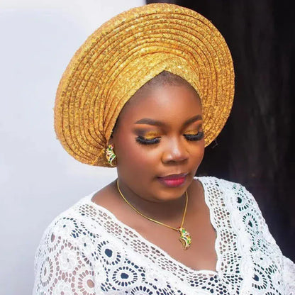 Auto Gele Sequin Headtie Nigeria Head Wraps Lady Headpiece - B&R African Styles