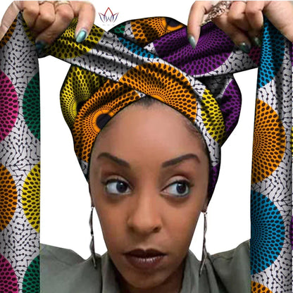 African Print Bonnet With Long Ribbon Wrap Single Layer Head Wrap Ankara Pattern - B&R African Styles