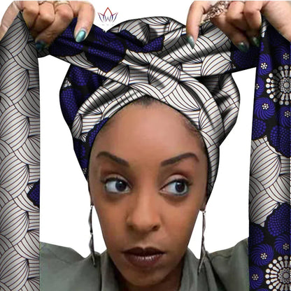 African Print Bonnet With Long Ribbon Wrap Single Layer Head Wrap Ankara Pattern - B&R African Styles