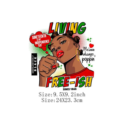 Juneteenth Thermal Sticker For Clothing Iron On Transfer Patch For Women And Men T-Shirt Hoodie DIY Washable Applique On Clothes - B&R African Styles