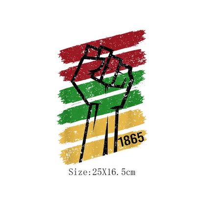 Juneteenth Thermal Sticker For Clothing Iron On Transfer Patch For Women And Men T-Shirt Hoodie DIY Washable Applique On Clothes - B&R African Styles