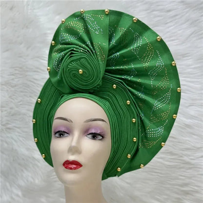 Aso Oke Auto Gele Headtie Handmade African Cap Nigerian Wedding Gele Women - B&R African Styles