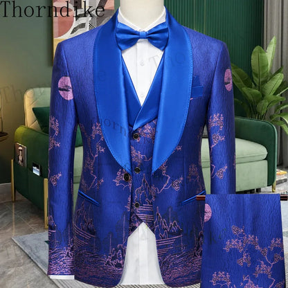 Thorndike Men's Suit Tuxedo 3pcs Slim Fit Blazer - B&R African Styles
