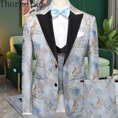 Thorndike Men's Suit Tuxedo 3pcs Slim Fit Blazer - B&R African Styles