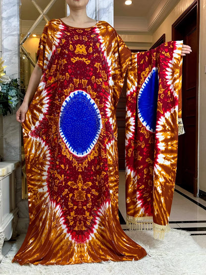 Summer Cotton Kaftan Abaya with Big Scarf – Comfortable & Stylish - B&R African Styles