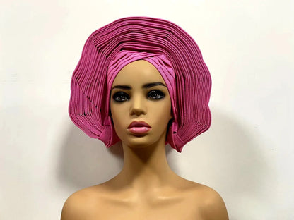 Head Wrap African Aso Oke Gele Headtie Auto Gele With Beads For Wedding Party - B&R African Styles