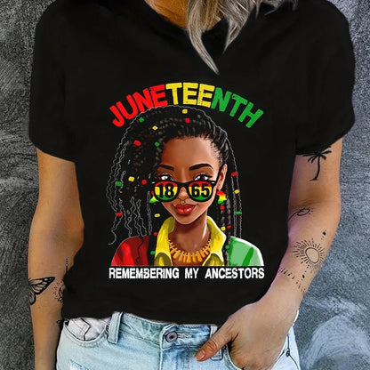 Juneteenth Chic: Women's Plus Size Cartoon Tee Celebrating Freedom - B&R African Styles